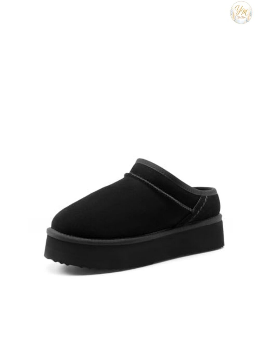 Genuine Suede Platform Slippers - Cozy Faux Fur Lined - Slip On Comfort